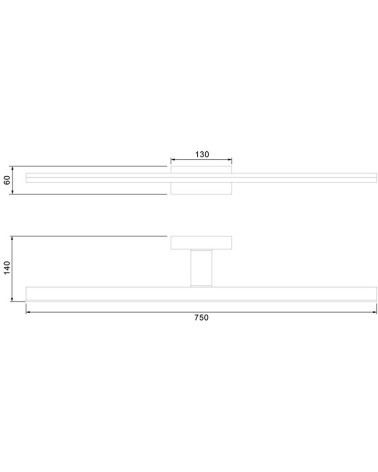 Aplique lineal de 75cm de ancho para baño con LED 20W luz blanca fría de 4000K y acabado en aluminio cromado