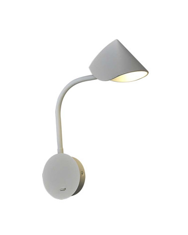 Aplique de pared para lectura 6W LED con brazo orientable y luz cálida 3000K 550Lm acabado negro o blanco mate