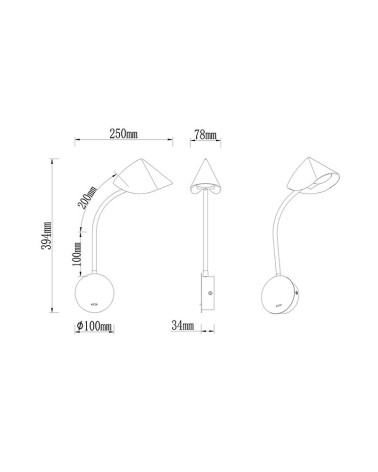 Aplique de pared para lectura 6W LED con brazo orientable y luz cálida 3000K 550Lm acabado negro o blanco mate
