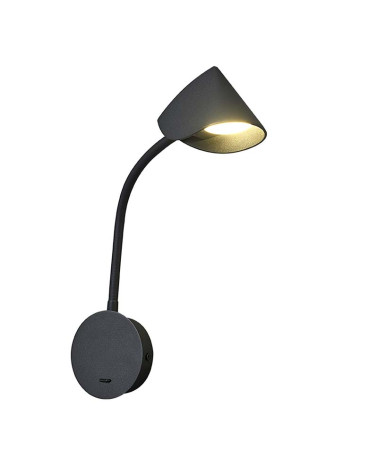 Aplique de pared para lectura 6W LED con brazo orientable y luz cálida 3000K 550Lm acabado negro o blanco mate