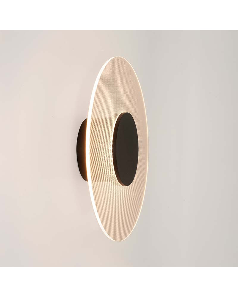 18W LED wall light, modern eclipse design, 50cm, in white or black finish, 3000K and 1440Lm