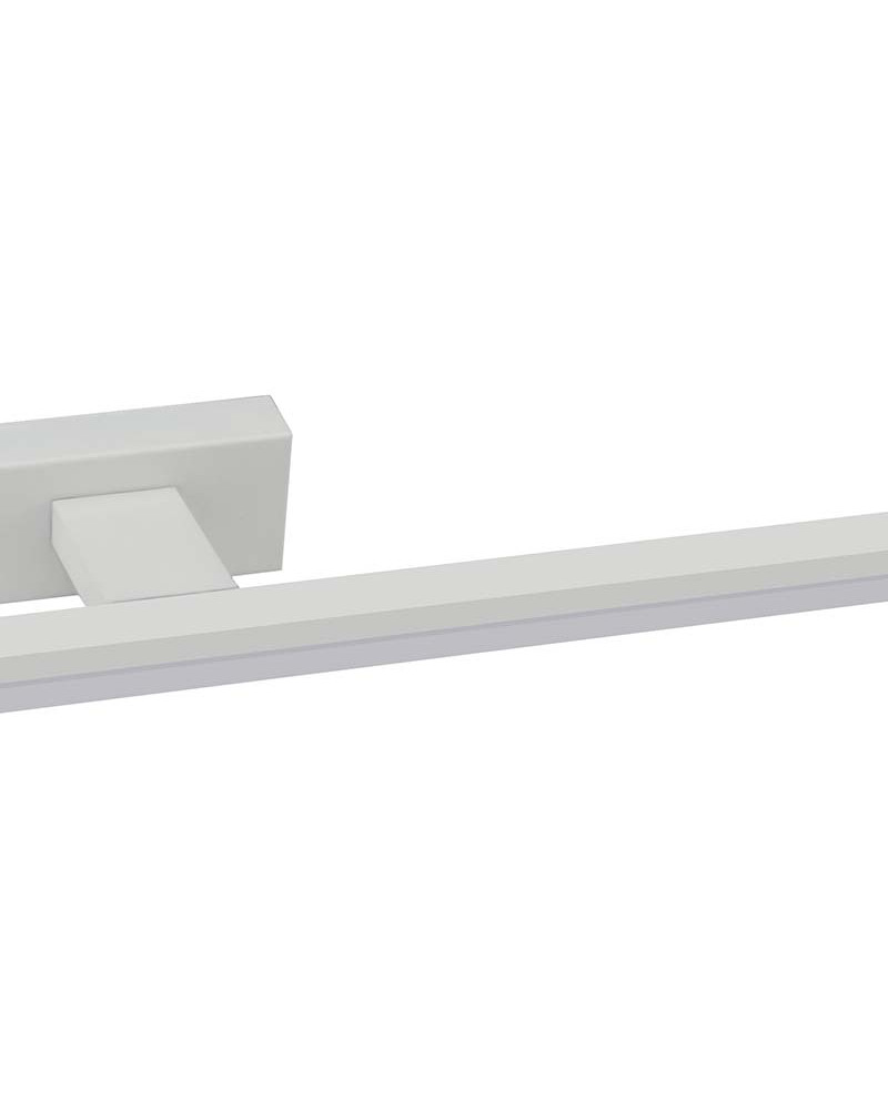 Aplique lineal de 45cm de ancho para baño con LED 12W luz blanca fría de 4000K y acabado en aluminio negro o blanco
