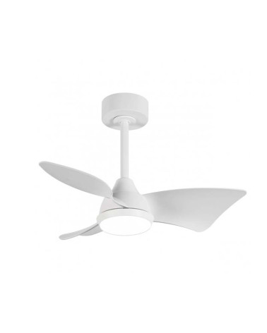 Ventilador de techo blanco 25W Ø76cm luz LED 20W 3000K-4000K-6500K motor DC regulable con 6 velocidades mando y APP