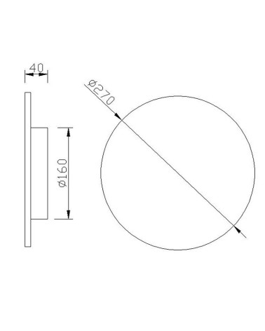 27cm circular LED wall light 16W 1350Lm warm light 2700K in white or black finish