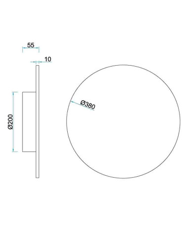 38cm circular LED wall light, 30W, 2400Lm, warm light 2700K, in white or black finish