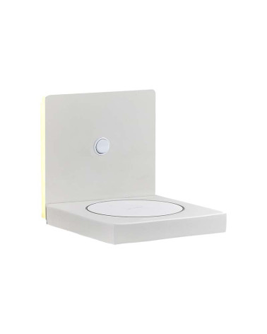 Aplique LED con cargador inalámbrico 3W 210Lm luz indirecta y cálida 3000K en acabado blanco o negro mate