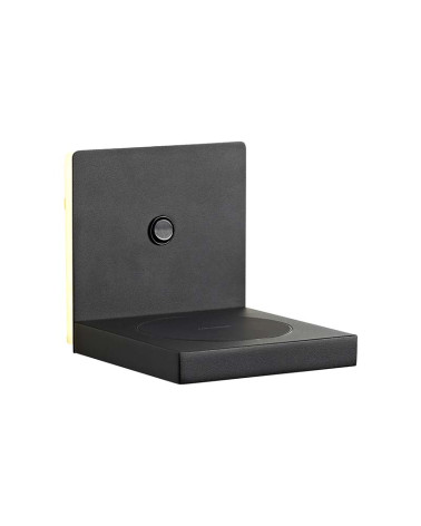 Aplique LED con cargador inalámbrico 3W 210Lm luz indirecta y cálida 3000K en acabado blanco o negro mate