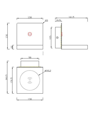Aplique LED con cargador inalámbrico 3W 210Lm luz indirecta y cálida 3000K en acabado blanco o negro mate