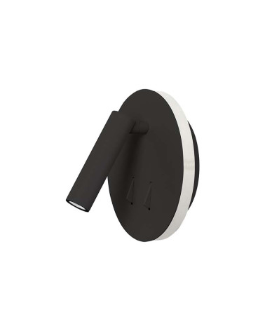 Aplique circular doble LED foco orientable e iluminación indirecta 3+6W 3000K acabado blanco o negro mate