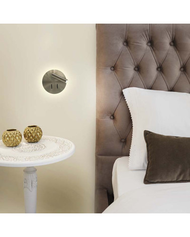 Aplique circular doble LED foco orientable e iluminación indirecta 3+6W 3000K acabado oro o cuero