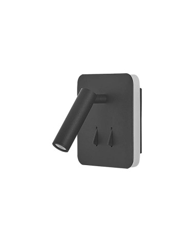 Square double LED wall light with adjustable spotlight and indirect lighting, 3+6W 3000K, white or matte black finish