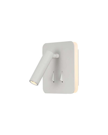 Square double LED wall light with adjustable spotlight and indirect lighting, 3+6W 3000K, white or matte black finish