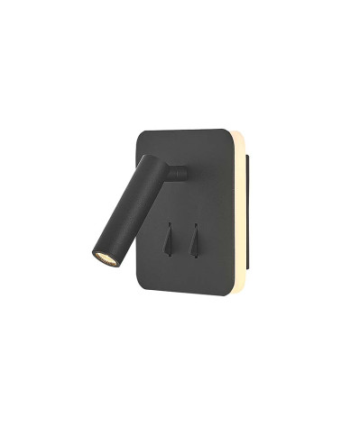 Square double LED wall light with adjustable spotlight and indirect lighting, 3+6W 3000K, white or matte black finish