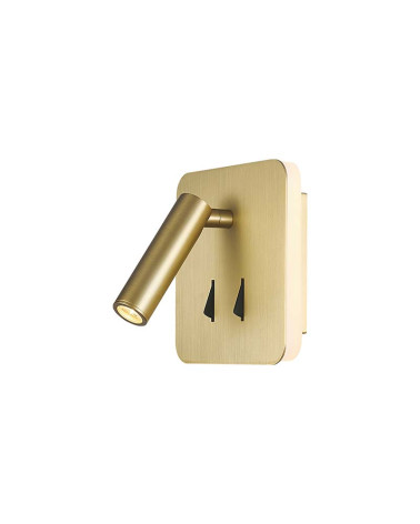 Aplique cuadrado doble LED foco orientable e iluminación indirecta 3+6W 3000K acabado oro o cuero