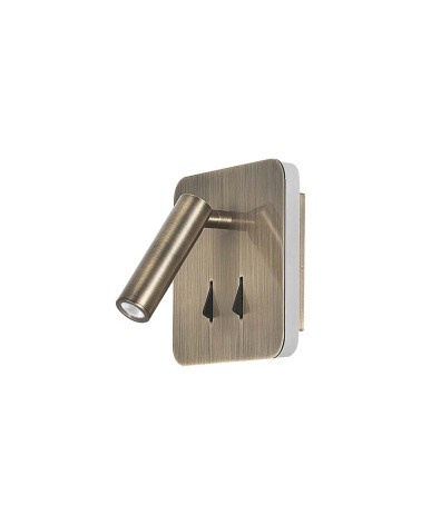 Aplique cuadrado doble LED foco orientable e iluminación indirecta 3+6W 3000K acabado oro o cuero