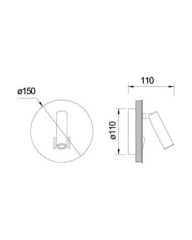 Aplique circular doble LED foco orientable e iluminación indirecta 3+6W 3000K acabado níquel satinado
