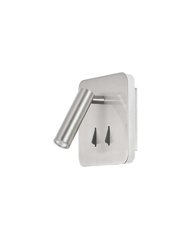 Aplique cuadrado doble LED foco orientable e iluminación indirecta 3+6W 3000K acabado níquel satinado