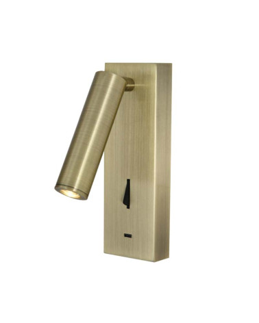Aplique de lectura LED acabado cuero con base rectangular e interruptor  3W 3000K 210Lm