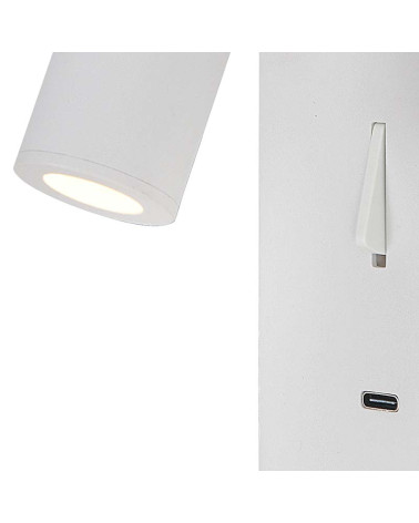 Aplique de lectura LED acabado blanco o negro mate con base rectangular e interruptor  3W 3000K 210Lm
