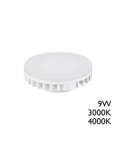 GX53 LED bulb Ø75mm 9W with 120º beam angle and 3000K or 4000K color temperature