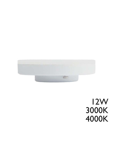 Bombilla LED GX53 Ø74mm 12W con ángulo de luz de 120º y temperatura de 3000K o 4000K