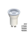Bombilla LED mini GU10 4W Ø34mm con ángulo de luz 38º y temperatura 2700K-3000K-4000K