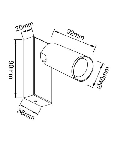 Adjustable wall spotlight for mini GU10 bulb max. 12W LED, in white or black aluminum finish