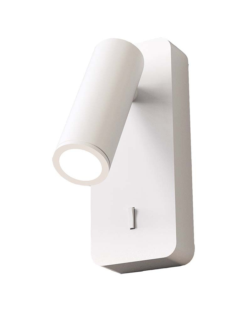 Wall light with switch and adjustable spotlight for mini GU10 bulb max. 12W LED, white and black finishes