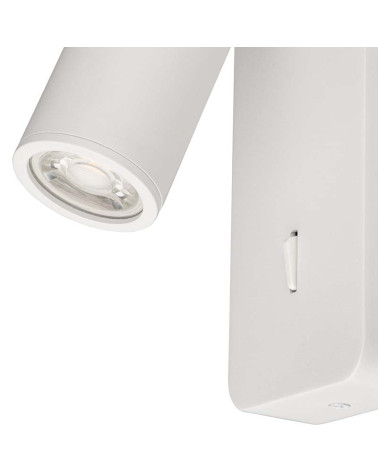 Aplique de pared con interruptor y foco móvil para bombilla mini GU10 máx. 12W LED acabados blanco y negro