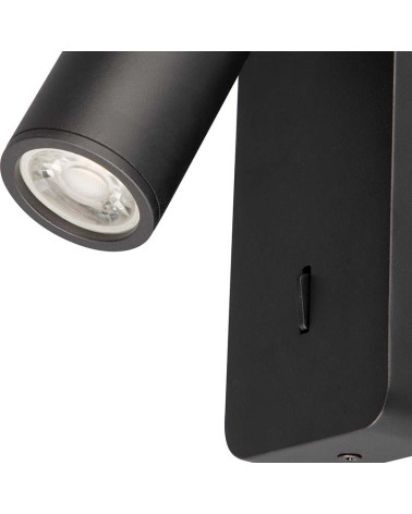 Aplique de pared con interruptor y foco móvil para bombilla mini GU10 máx. 12W LED acabados blanco y negro