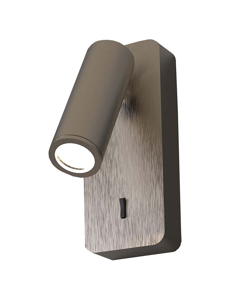 Aplique de pared con interruptor y foco móvil para bombilla mini GU10 máx. 12W LED acabado níquel satinado