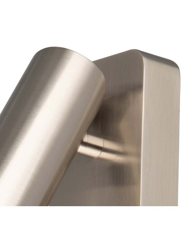 Wall light with switch and adjustable spotlight for mini GU10 bulb max. 12W LED, satin nickel finish