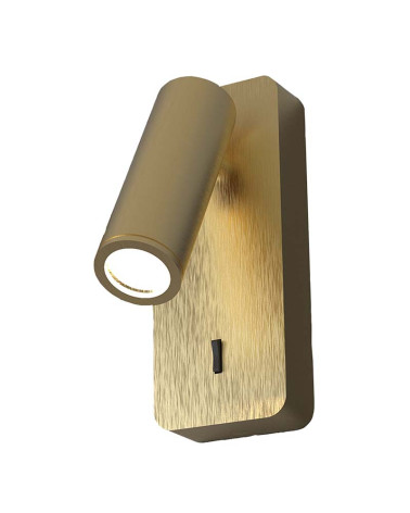 Aplique de pared con interruptor y foco móvil para bombilla mini GU10 máx. 12W LED acabado cuero