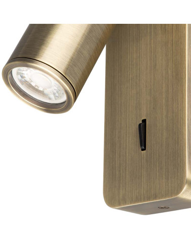 Aplique de pared con interruptor y foco móvil para bombilla mini GU10 máx. 12W LED acabado cuero