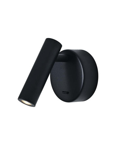 LED wall light, 9cm diameter, aluminum, 3W, 3000K, black finish