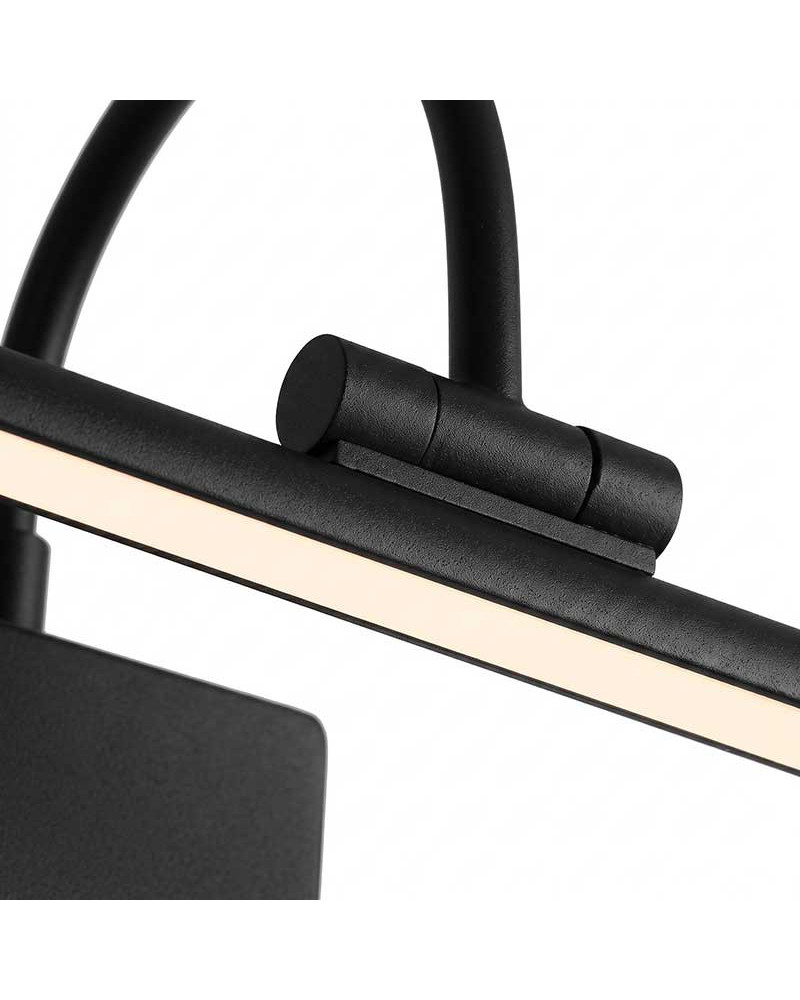 45cm 8W LED picture light wall, black finish and warm light 3000K 619Lm