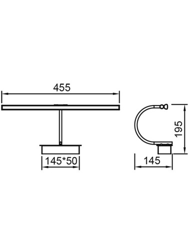 45cm 8W LED picture light wall, black finish and warm light 3000K 619Lm