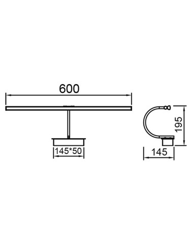 Aplique iluminacuadros 60cm 12W LED acabado cromo y luz cálida 3000K 908Lm