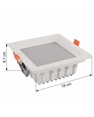 Square Recessed Downlight 18cm LED 18W 4000K
