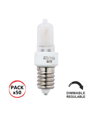 Pack of 50 Halogen bulbs Minican 50W E14 230V dimmable warm light
