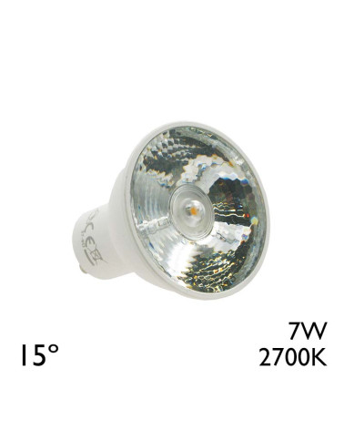 Dicroica LED GU10 7W Ángulo 15º Luz cálida 2700K 395Lm no regulable