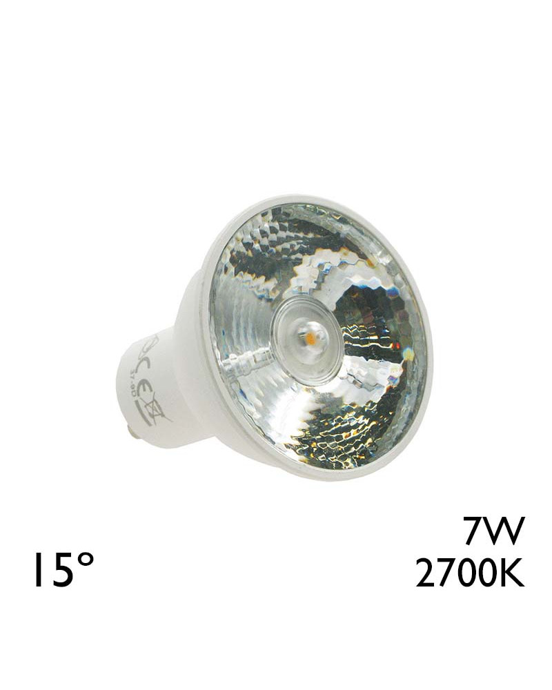 Dicroica LED GU10 7W Ángulo 15º Luz cálida 2700K 395Lm no regulable