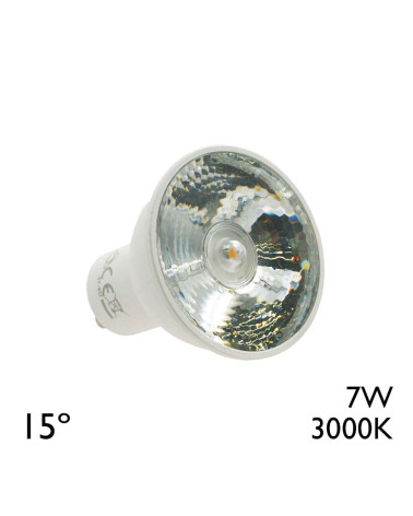 Dicroica LED GU10 7W Ángulo 15º Luz cálida 3000K 450Lm no regulable