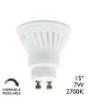 Dicroica LED GU10 7W Ángulo 15º Luz cálida 2700K 640Lm Regulable