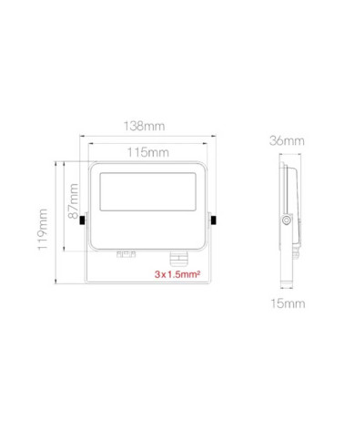 Foco proyector LED 10W Switch CCT 3000K-4000K-5000K para exterior IP65 en acabado blanco, negro o gris