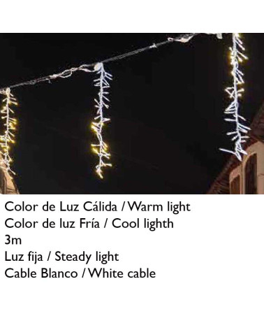 3 meter bundle of white cable, warm or cool light