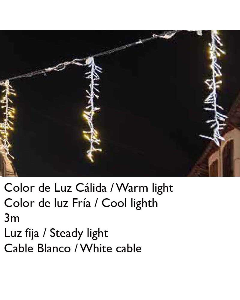 3 meter bundle of white cable, warm or cool light