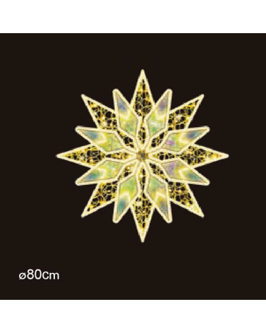 Figura Navideña con forma de estrella flor 8 puntas 80x80cms apto para exteriores intermitente 23W