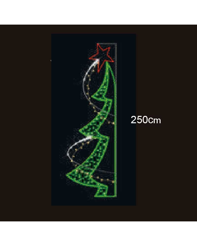 Motivo Luminoso Arbol de Navidad Verde para farolas 250cm x 80cm para calles 48W luz en movimiento