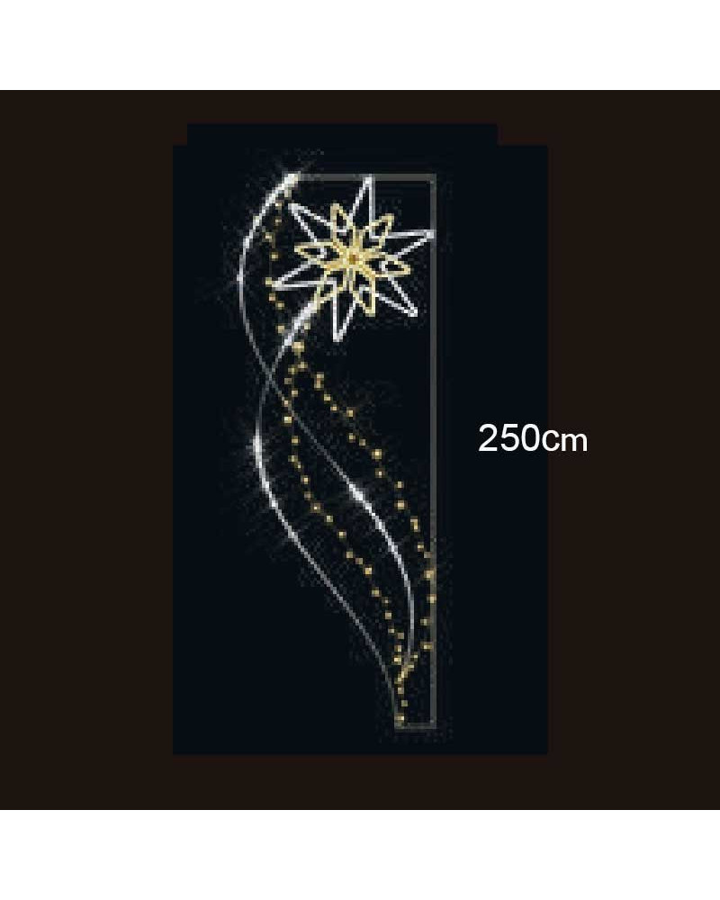Light-up figure for streets and lampposts, 250cm x 87cm, with shooting star, light movement, chasing effect and waves